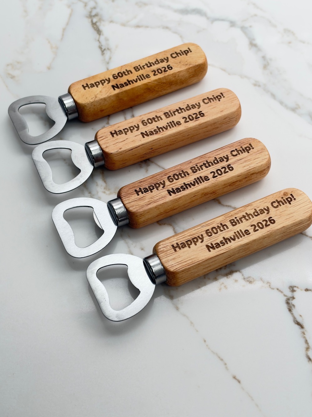 Personalized Wooden Handle Opener - Natural Wood